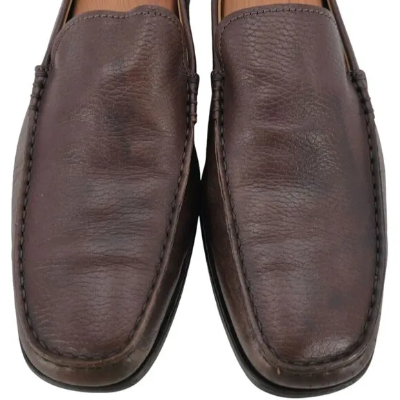 Tod's Italian Brown Pebble Leather Venetian Driving Loafers Men's 8 Casual Shoes