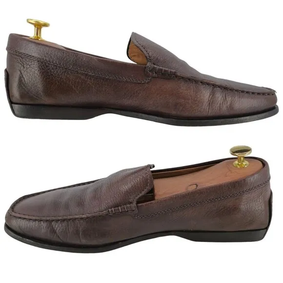 Tod's Italian Brown Pebble Leather Venetian Driving Loafers Men's 8 Casual Shoes