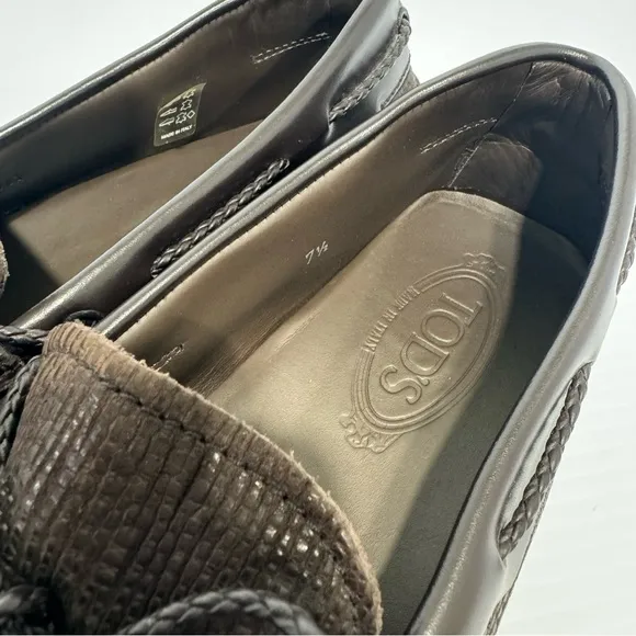 Tods Laccetto Driving Brown Loafers Size 7 1/2