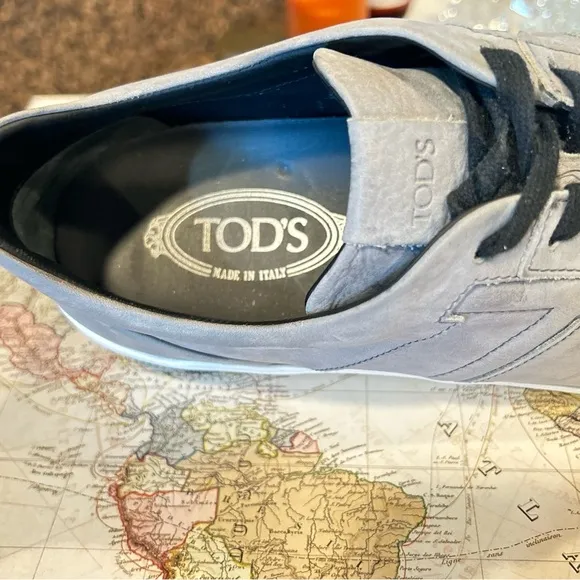Tod’s Nubuck Low Top Top Taupe Grey Sneakers Size: 12