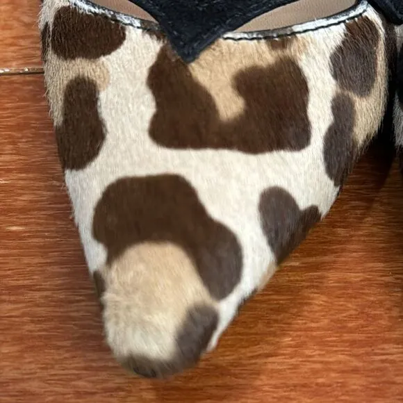 Tod’s Pony-style calfskin leopard print pointed Toe ballet flat Size 36