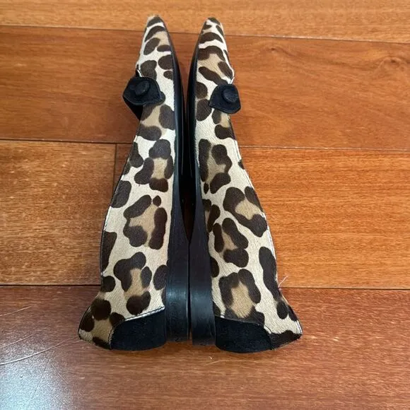 Tod’s Pony-style calfskin leopard print pointed Toe ballet flat Size 36