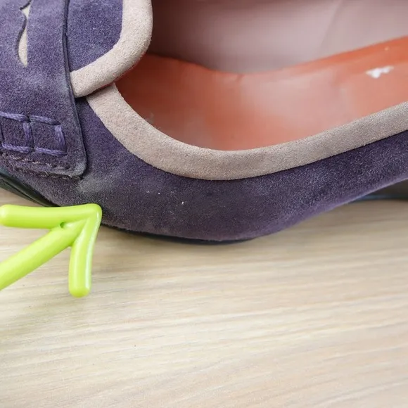 TODS Pump Shoes Womens 37 6 Purple Wedge Suede Sandals Slip On ITALY