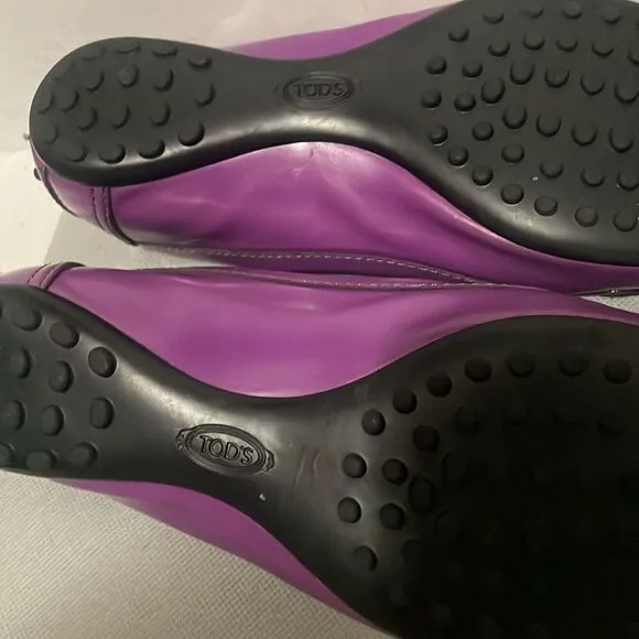 TOD’S Purple Patent Leather Ballet Flats Driving Loafer Flats Size 36 US 6