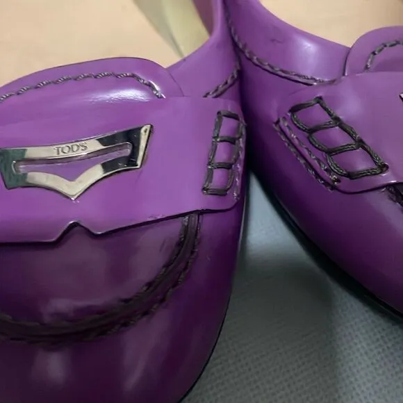 TOD’S Purple Patent Leather Ballet Flats Driving Loafer Flats Size 36 US 6