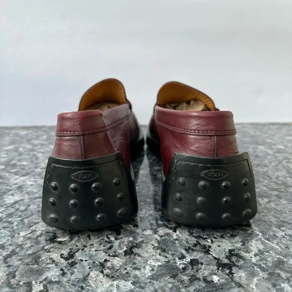 Tod’s Red Leather Loafers Driving Shoes Red Men’s Size 9.5