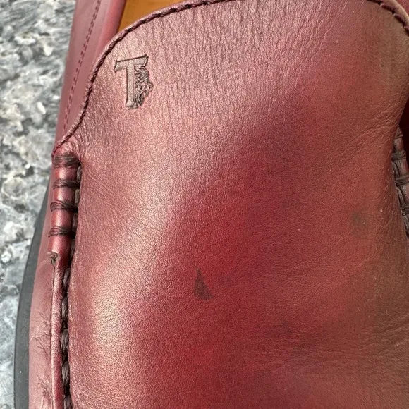 Tod’s Red Leather Loafers Driving Shoes Red Men’s Size 9.5