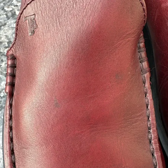 Tod’s Red Leather Loafers Driving Shoes Red Men’s Size 9.5