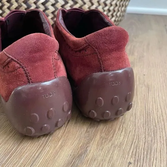 Tod’s Rust Suede Driving Loafer Slip On Shoe 7
