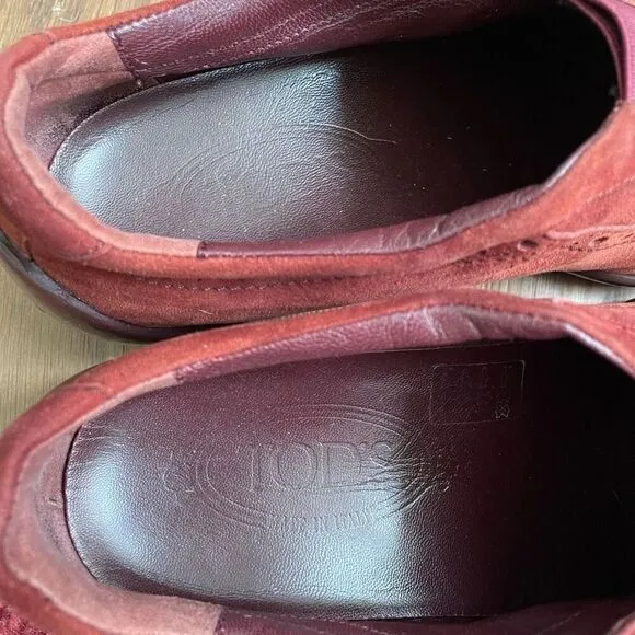 Tod’s Rust Suede Driving Loafer Slip On Shoe 7