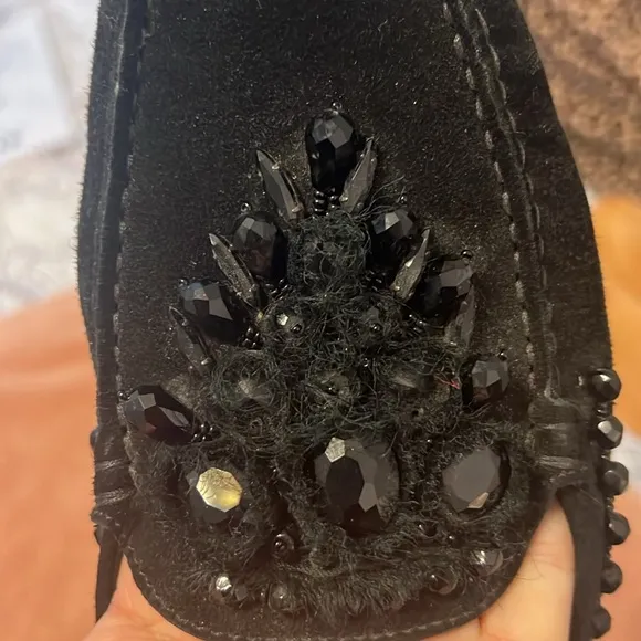 TOD’S ⚜️ Special Edition Black Swarovski Crystal &amp; Suede Driving Loafers