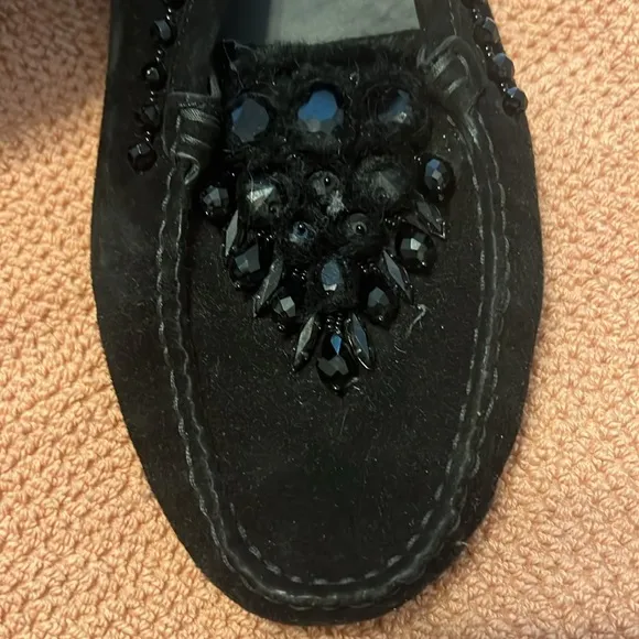 TOD’S ⚜️ Special Edition Black Swarovski Crystal &amp; Suede Driving Loafers