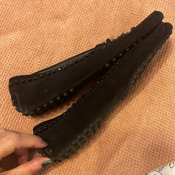 TOD’S ⚜️ Special Edition Black Swarovski Crystal &amp; Suede Driving Loafers