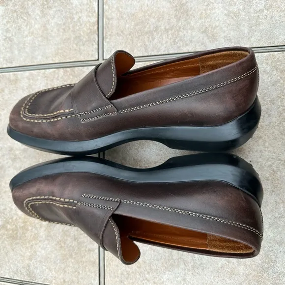 TOD'S Women's Brown Leather Driving Loafers Moc Square Toe Casual Shoes Size 8