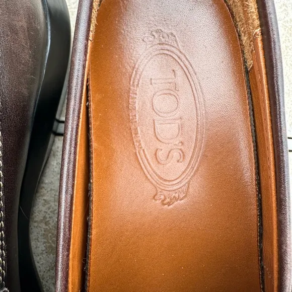 TOD'S Women's Brown Leather Driving Loafers Moc Square Toe Casual Shoes Size 8