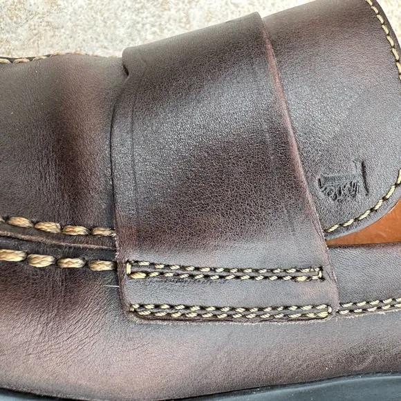 TOD'S Women's Brown Leather Driving Loafers Moc Square Toe Casual Shoes Size 8