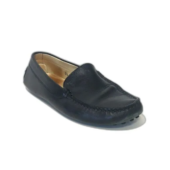 TOD'S Women's Leather Pebbling Outsoles Driving Shoes Size 6.5 Solid Blue