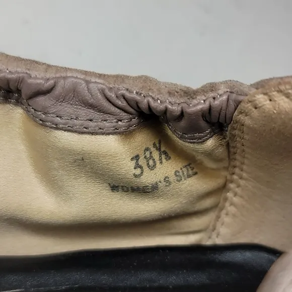 Tod’s Women’s Taupe, Black &amp; Silver Capped Toe Slip on Ballet Flats Size 8.5