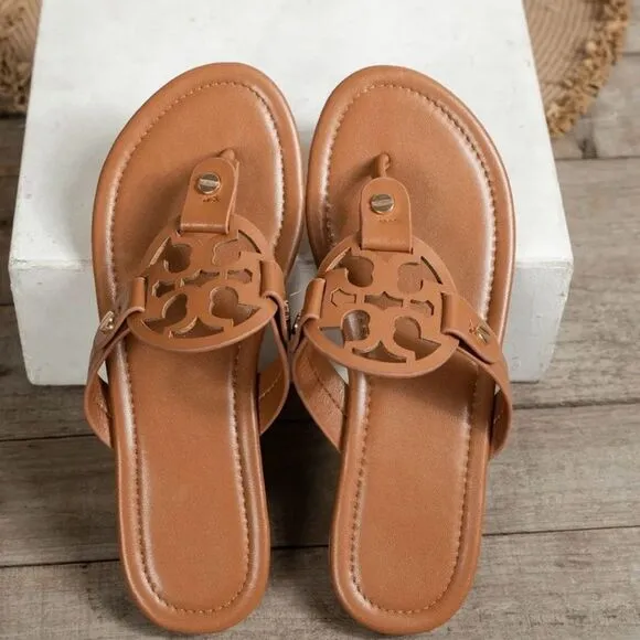 Toe Post Flats Brown Summer Sandals New