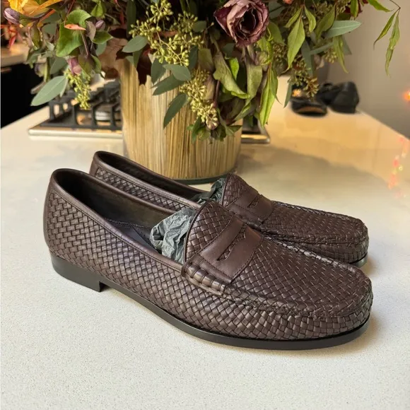 Tom Ford Neville Woven Leather Penny Loafer, Brown