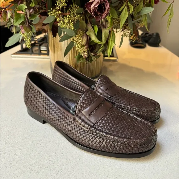 Tom Ford Neville Woven Leather Penny Loafer, Brown
