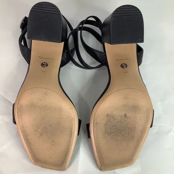 Tomaris Leather Strap Block Heel Open Toe Sandals Women’s size 40/USA 9.5