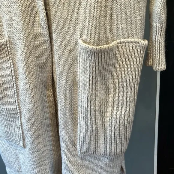 Tomas x Rossi &amp; Rei knit cardigan sweater duster wool snap closure natural