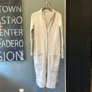 Tomas x Rossi &amp; Rei knit cardigan sweater duster wool snap closure natural
