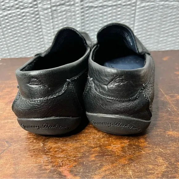 Tommy Bahama Nassau Venetian Black Leather Driving Loafers Size 8D