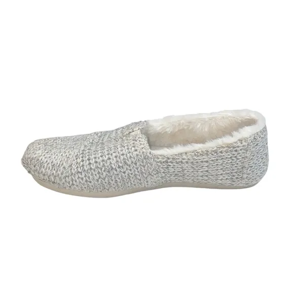 TOMS Alpargata Gray/White Faux Fur Knit Slip On Flats, Size 7.5