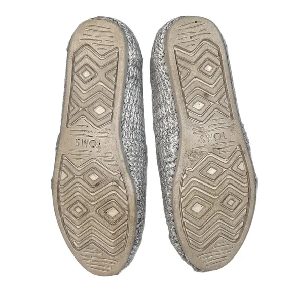 TOMS Alpargata Gray/White Faux Fur Knit Slip On Flats, Size 7.5