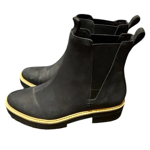 Toms Black Combat Moto Boots Sleek Design Size 8 Booties