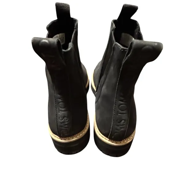 Toms Black Combat Moto Boots Sleek Design Size 8 Booties