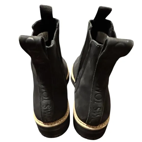 Toms Black Combat Moto Boots Sleek Design Size 8 Booties