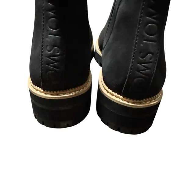 Toms Black Combat Moto Boots Sleek Design Size 8 Booties
