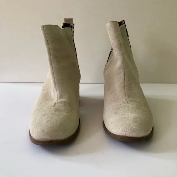 Toms Esme Chelsea Boots Birch Suede Metallic Jacquard Booties