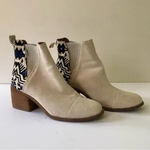 Toms Esme Chelsea Boots Birch Suede Metallic Jacquard Booties