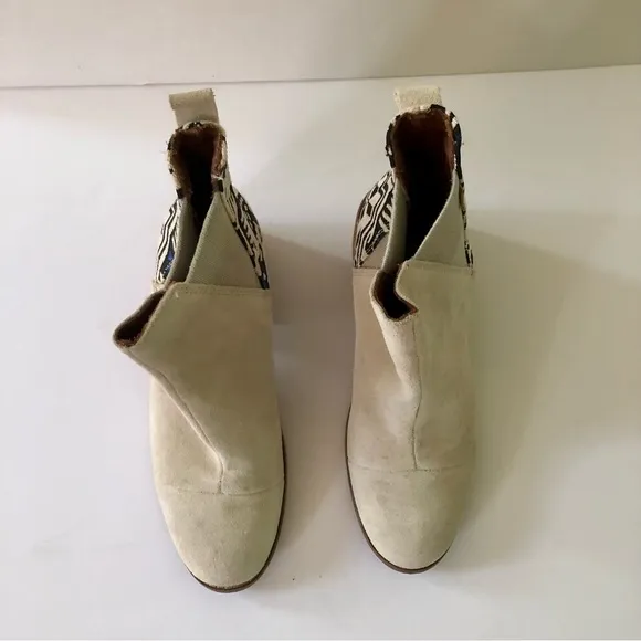 Toms Esme Chelsea Boots Birch Suede Metallic Jacquard Booties