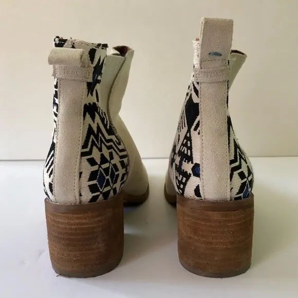 Toms Esme Chelsea Boots Birch Suede Metallic Jacquard Booties