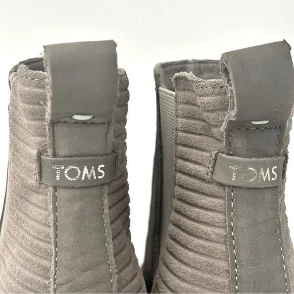 Toms Everly Chelsea Ankle Booties, Cement Gray Leather, Block Heel, Women’s 9.5