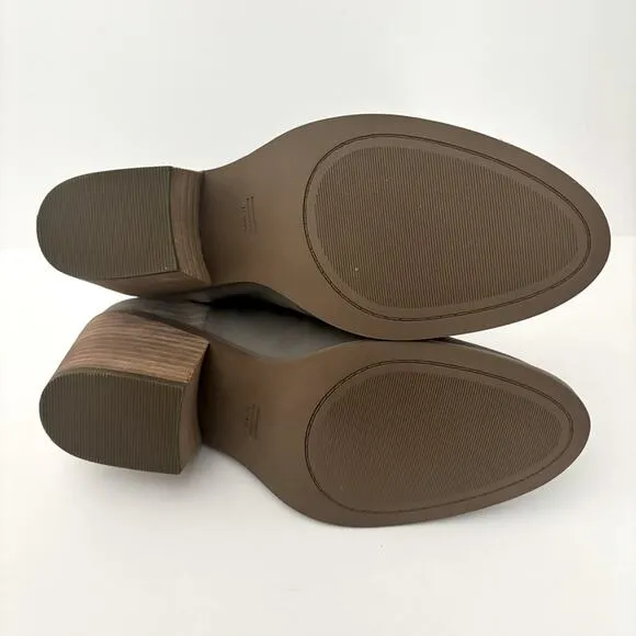 Toms Everly Chelsea Ankle Booties, Cement Gray Leather, Block Heel, Women’s 9.5