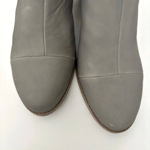 Toms Everly Chelsea Ankle Booties, Cement Gray Leather, Block Heel, Women’s 9.5