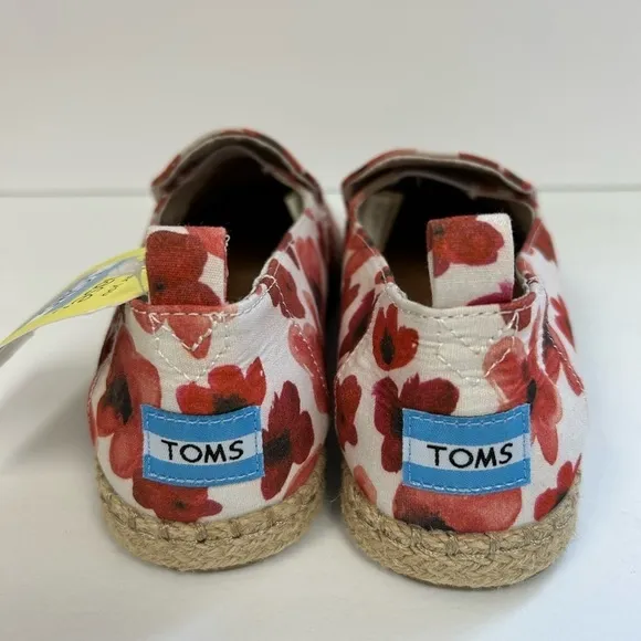 Toms NWT Deconstructed Alpargata Rope Poppy Watercolor Floral Loafer Flats / 7.5