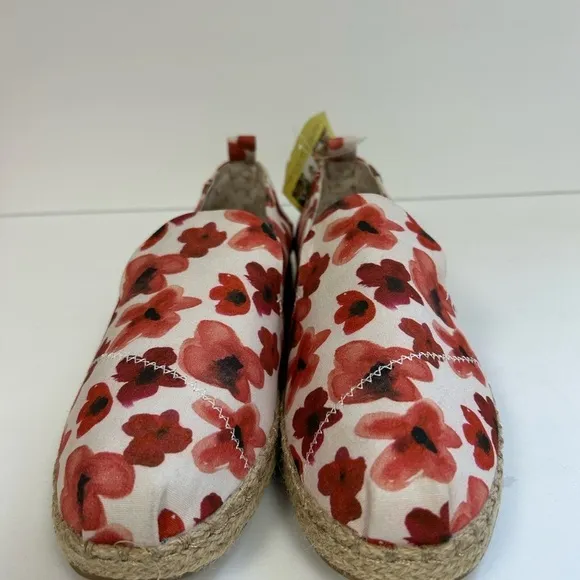 Toms NWT Deconstructed Alpargata Rope Poppy Watercolor Floral Loafer Flats / 7.5