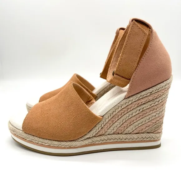 TOMS Women's Marisol Sandy Beige Suede Sandal Size 6.5 New Espadrilles Wedge