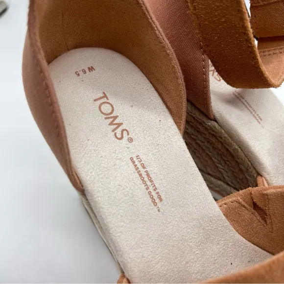 TOMS Women's Marisol Sandy Beige Suede Sandal Size 6.5 New Espadrilles Wedge
