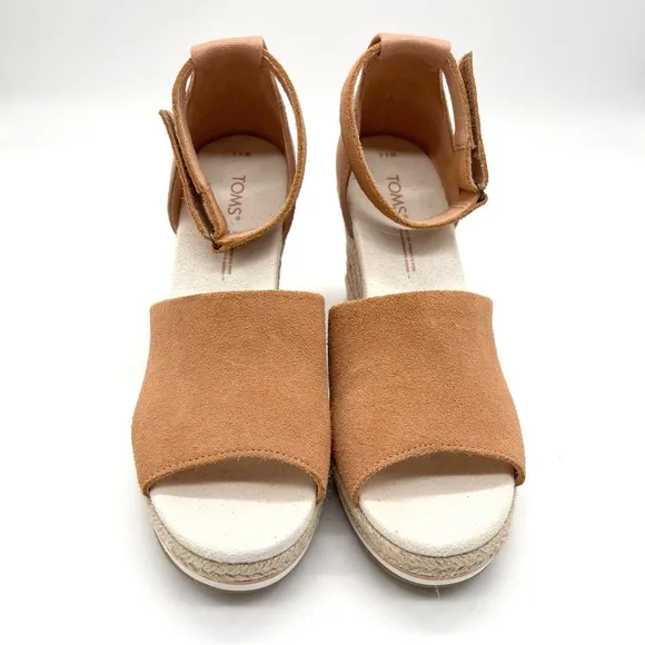 TOMS Women's Marisol Sandy Beige Suede Sandal Size 6.5 New Espadrilles Wedge