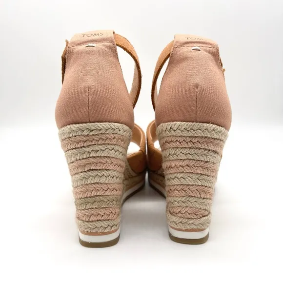 TOMS Women's Marisol Sandy Beige Suede Sandal Size 6.5 New Espadrilles Wedge