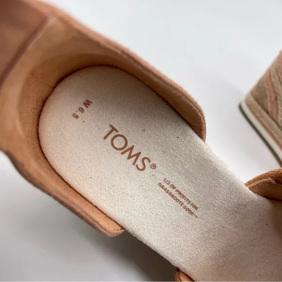TOMS Women's Marisol Sandy Beige Suede Sandal Size 6.5 New Espadrilles Wedge