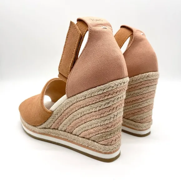 TOMS Women's Marisol Sandy Beige Suede Sandal Size 6.5 New Espadrilles Wedge